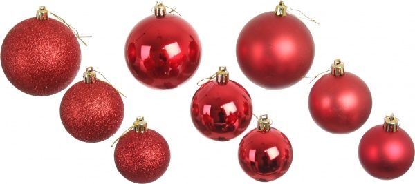 Набор елочных шаров пластикових червоний 5-6-8 см 109 шт./уп. 