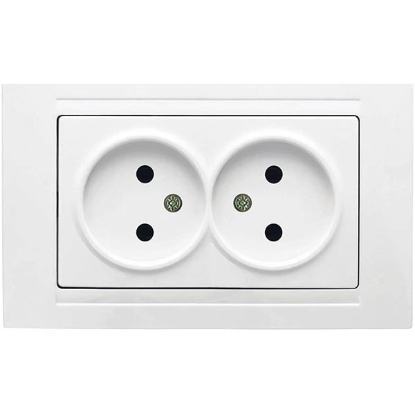 Розетка двойная без заземления Gunsan Moderna без шторок белый MD 29 11 149