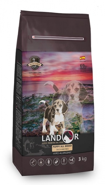 Корм сухий для цуценят для усіх порід LANDOR Puppy Качка та рис 1 кг