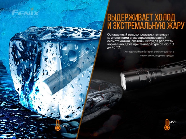 Фонарик Fenix ручной карманный PD40R V2.0 черный