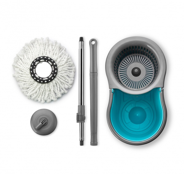 Набір для прибирання для підлоги відро + швабра з автоматичним віджимом 2 в 1 бірюзовий 25 см 
