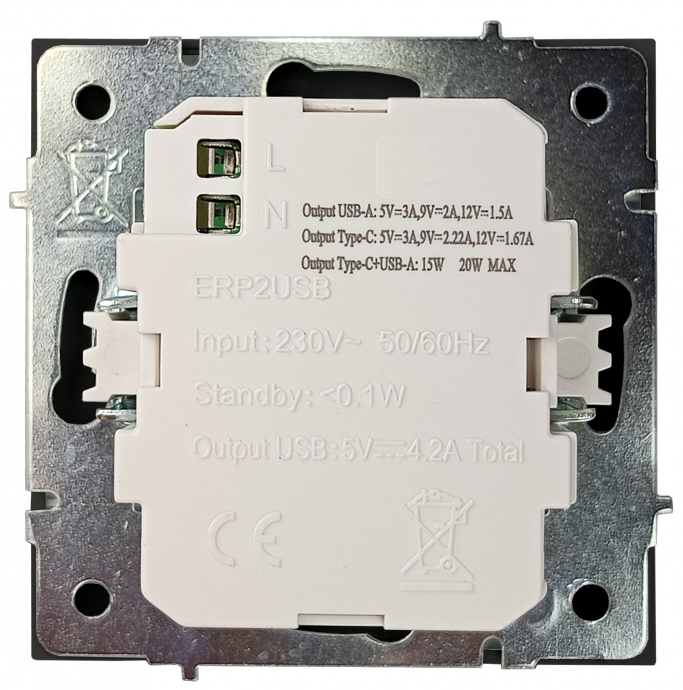 Механізм розетки USB + Type C HausMark Juna чорний