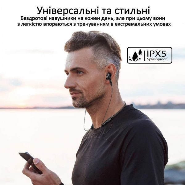 Наушники Promate Quartz Bluetooth 5 IPX5 black (quartz.black) 