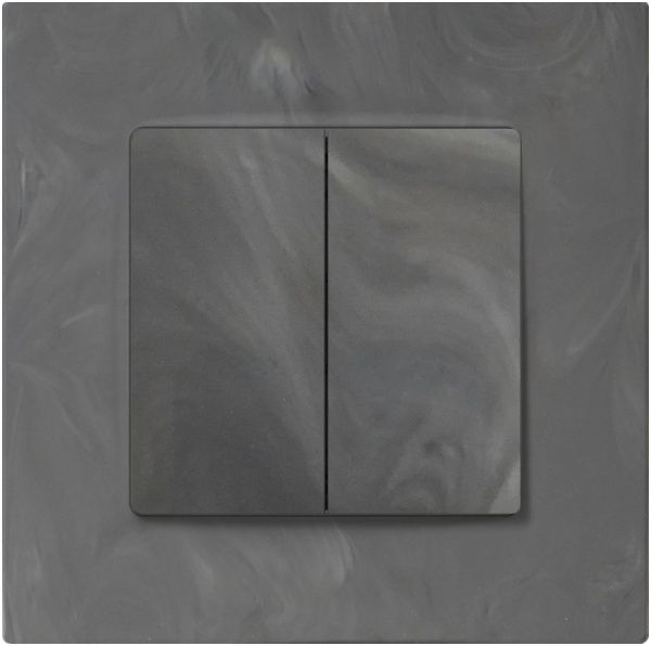 Переключатель проходной двухклавишный Plank Electrotechnic Classic/Nordic антимикробный без подсветки 10 А 220В базальт PLK0220731