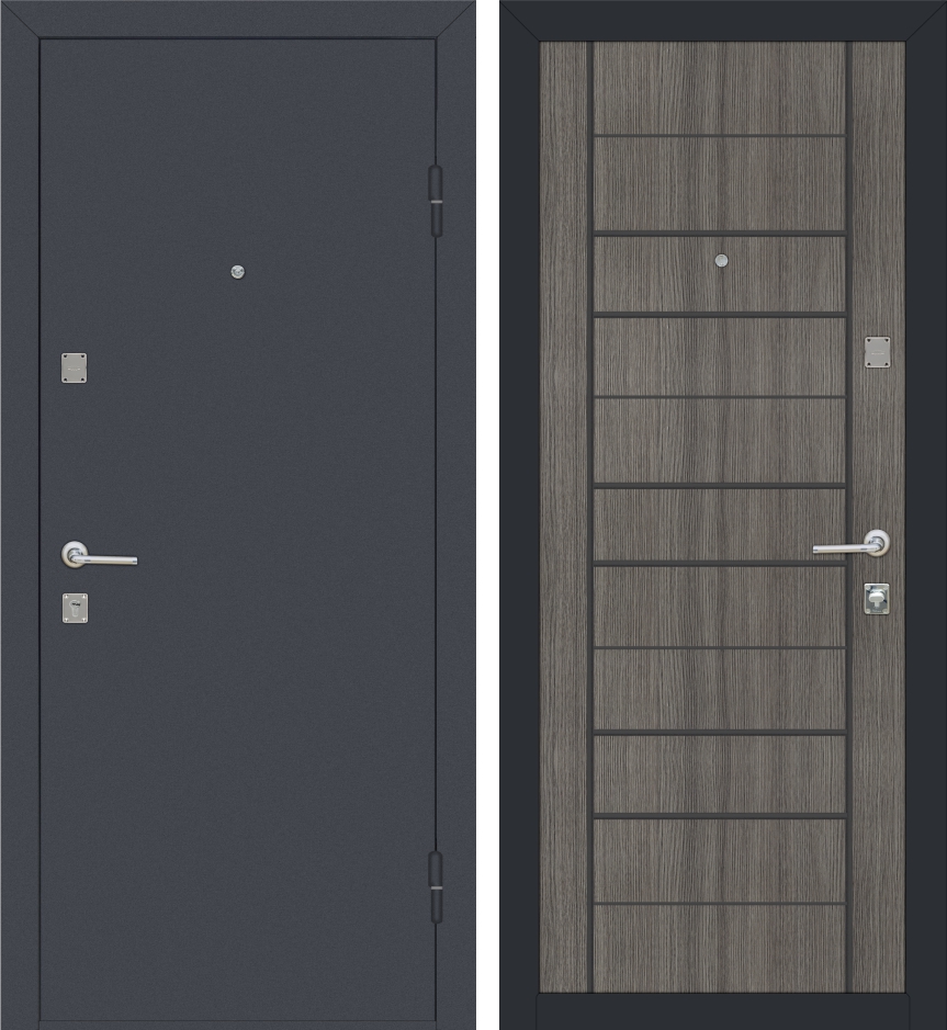 Дверь входная TM Riccardi STREET BIT 06 B графит серый / дуб ash 2050x860 мм правая