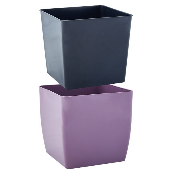 Вазон пластиковий Алеана Квадро низький 27х27х26см квадратний 14л фіолетовий 