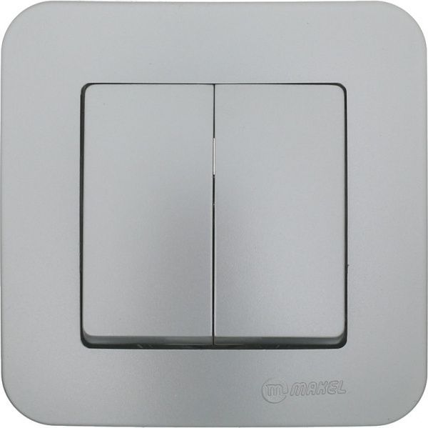 Вимикач двоклавішний Makel Lillium Natural без підсвітки 10 А 250В сріблястий