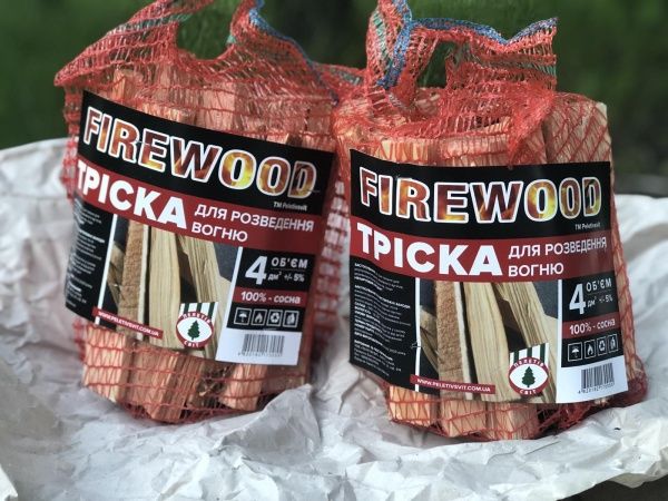 Щепа для разведения огня (сосна) 4 дм3