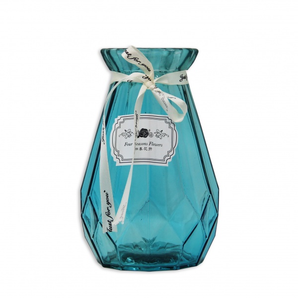 Ваза стеклянная Crystal Paula 18 см голубая 