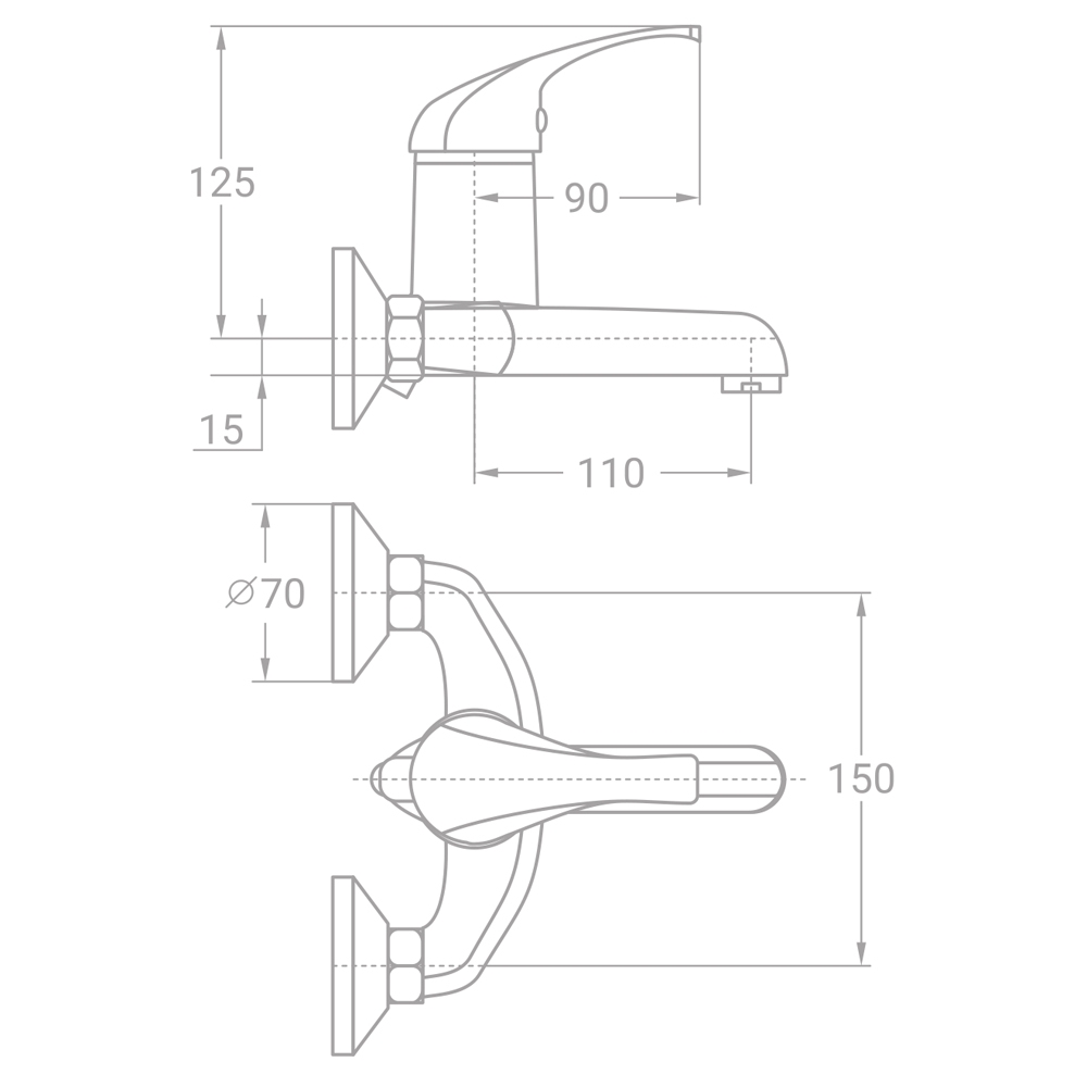 Смеситель TAU s46 O35 для ванны литой (TN-1C142C)