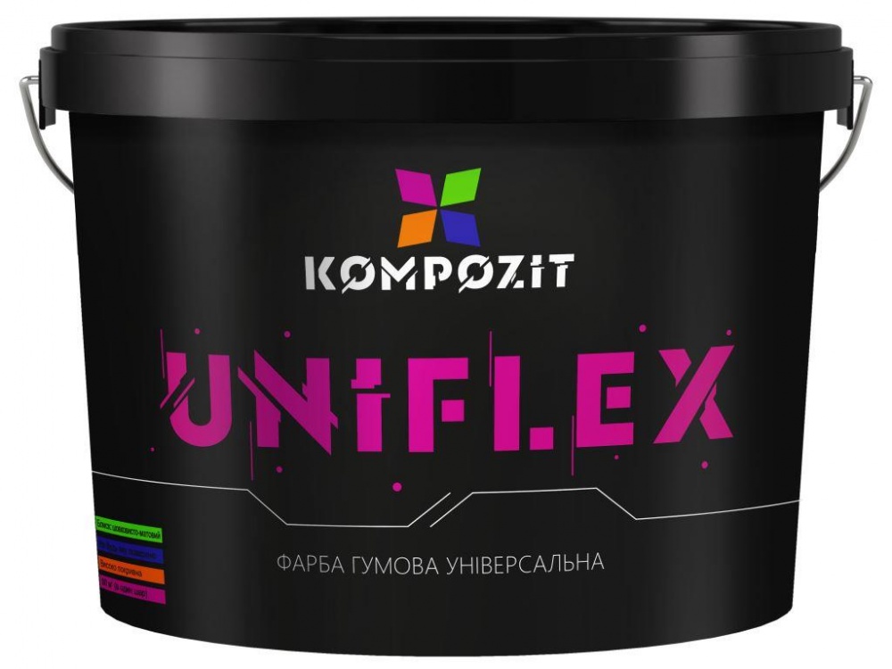 Фарба універсальна гумова Kompozit UNIFLEX мат Сірий RAL7046 12кг