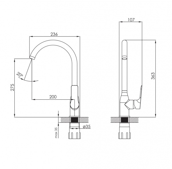 Змішувач для кухні Imprese Kucera 55105