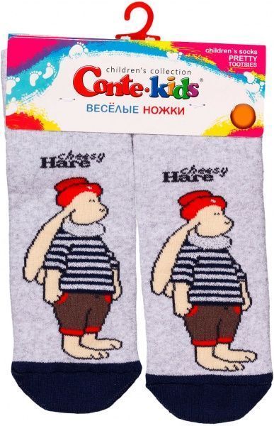 Шкарпетки дитячі Conte-Kids ВЕСЕЛІ НІЖКИ (махрові, проти ковзання) мал. 294 17С-45СП р.16 світло-сірий з малюнком 