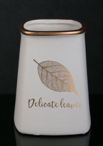 Ваза Leaves15х17 см белая