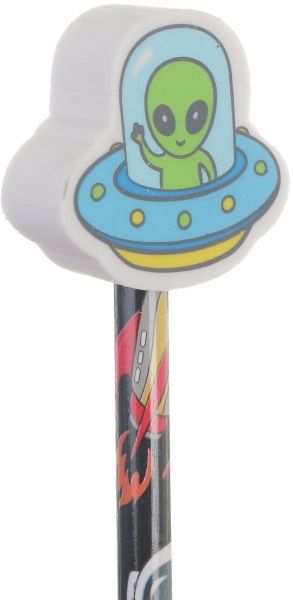 Карандаш чернографитный с резинкой пришелец