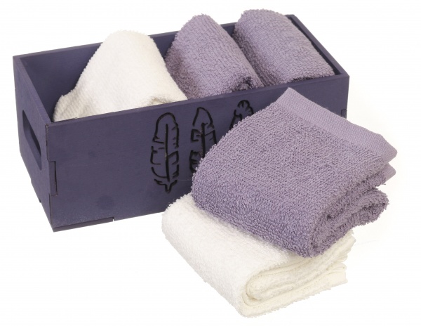 Набір рушників в коробці (6шт.) 30x30 см фіолетово-білий Білтекс 