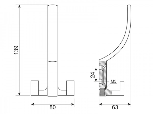 Крючок мебельный DC WL 04 BLK черный