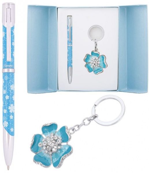 Набор LANGRES подарочный Bloom: ручка шариковая + брелок синий 