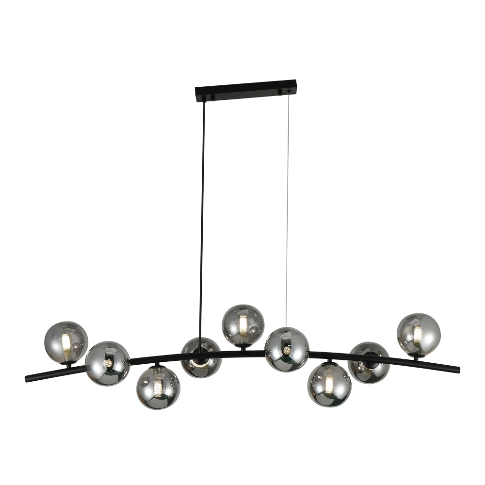 Люстра підвісна Miorro Sapori 1200x280x900 мм 9x7 Вт G9 чорний хром 51-311-175