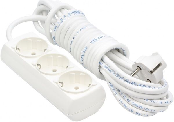 Удлинитель Borsan с заземлением 3 гн. белый 5 м BR-1553-5 