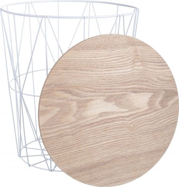 Стол-корзина Сканди 35х35х39 см натуральное дерево с белым 