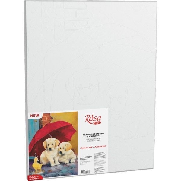 Полотно на картоні з контуром Тварини 8 30х40 см Rosa Start 
