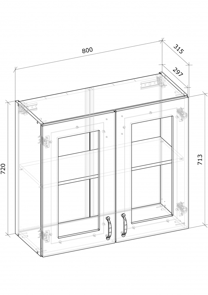 Шафа верхня В 80/72/30-ВТ МДФ МС Мері дуб платиновий/білий Грейд