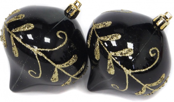 Набор елочных игрушек Юла черный 8 см 2 шт./уп. 