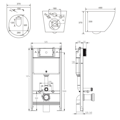 Комплект инсталляции Imprese i-FRAME, клавиша i7116PC хром + унитаз LESNA TWIST