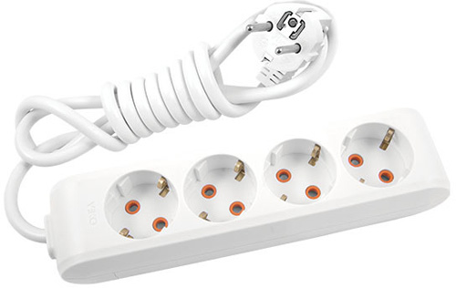 Удлинитель 16 А 230 В с заземлением 4 гн. белый 2 м 90114402 