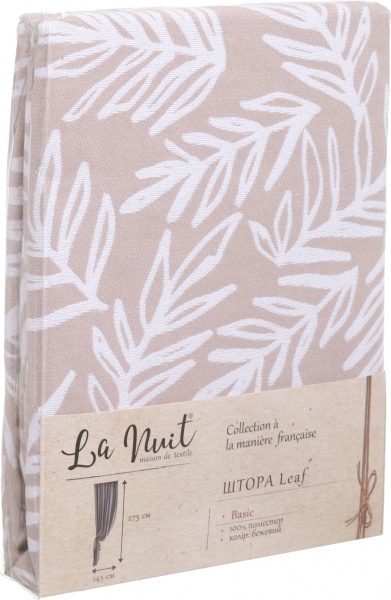 Штора Leaf бежевый 145х275 см La Nuit