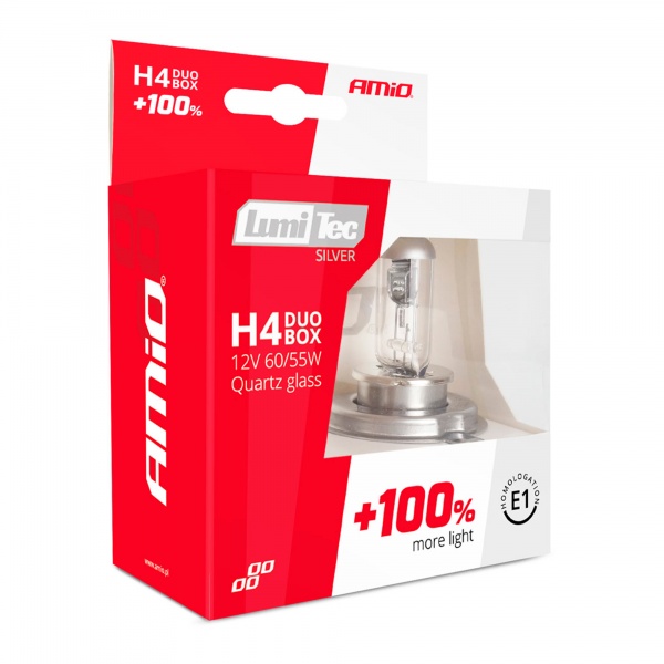 Автолампа галогенная AMiO LumiTec SILVER H4 60/55 Вт 2 шт.(1402)