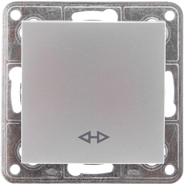 Переключатель перекрестный одноклавишный LXL Tesla без подсветки серебряный 3530A silver