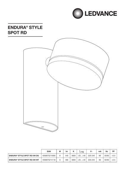 Світильник вуличний настінний Ledvance Endura Style Spot Round L 8 Вт IP44 темно-сірий 