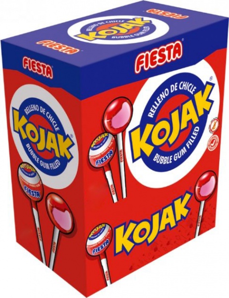 Льодяники KOJAK з жувальною гумкою на паличці 15г асорті
