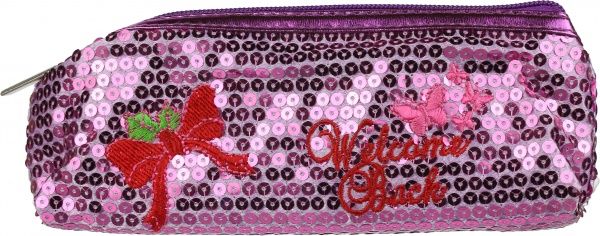 Пенал шкільний Бантик із паєтками рожевий