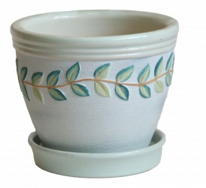 Горщик керамічний Оріана-Запоріжкераміка В`єтнамський набір № 312 круглий 1,3 л білий із малюнком (110-4-043) 