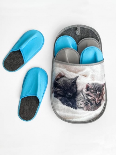 Набор тапочек для гостей La Nuit Cats 5 пар 8157 серый с рисунком 