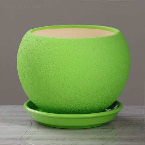 Горшок керамический Ориана-Запорожкерамика круглый 1,4л зеленый (037-2-191) 
