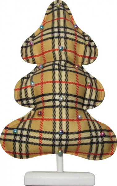 Прикраса новорічна на підставці Ялинка шотландка світло-коричнева з перлинами 30 см 
