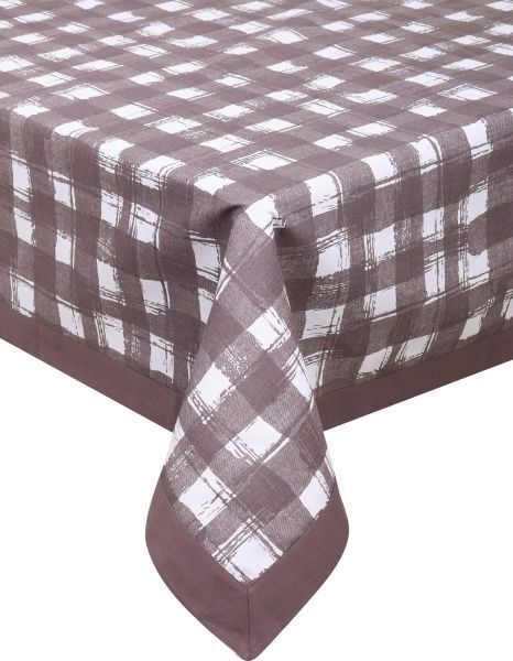 Скатертина клітинка з рамкою капучіно 140x180 см капучино Домашній текстиль 