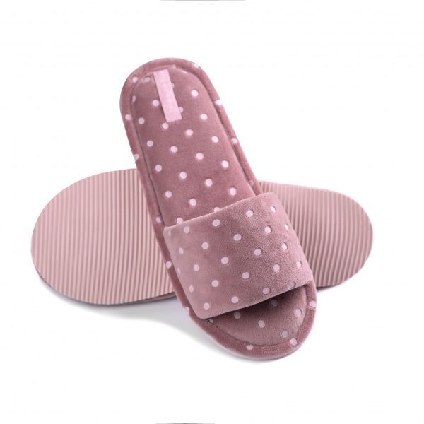 Капці домашні Twins HS-VL велюрові в горошок р. 36-37 рожевий 