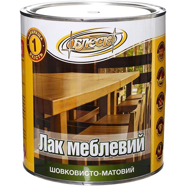Лак меблевий НЦ Блеск шовковистий мат 2,4 л