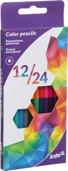 Олівці кольорові двосторонні 12 шт. 24 кольори KITE