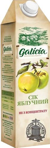 Сік Galicia Яблучний неосвітлений пастеризований 1л (4820151001253) 