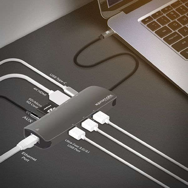 USB hub Promate Тype-C PrimeHub-C Grey