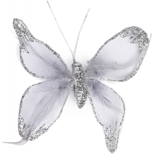 Декорация новогодняя Бабочка в ассортименте 20 см 