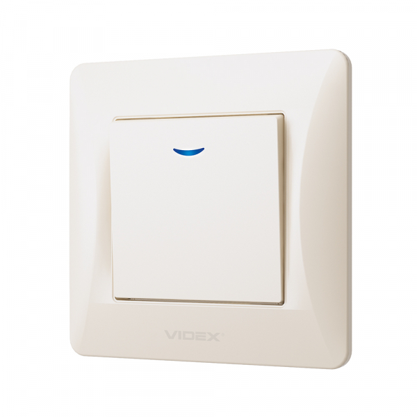 Выключатель одноклавишный Videx Binera с подсветкой кремовый VF-BNSW1L-CR