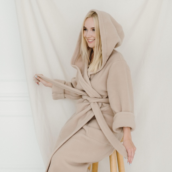 Халат женский Flokati Coral з капюшоном р. M/L бежевый