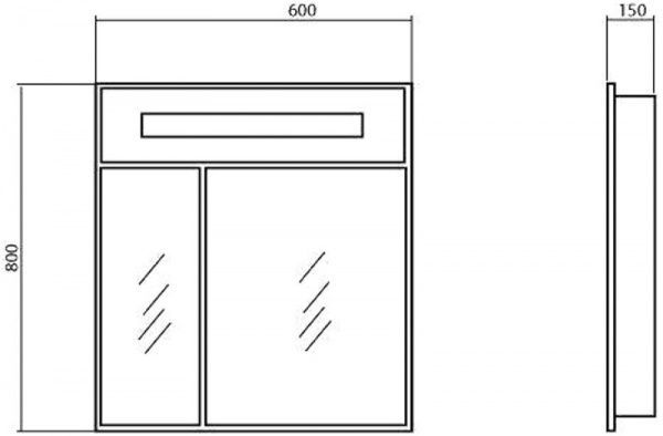 Зеркальный шкаф Aqua Rodos Ника 60 белый с подсветкой АР000001133